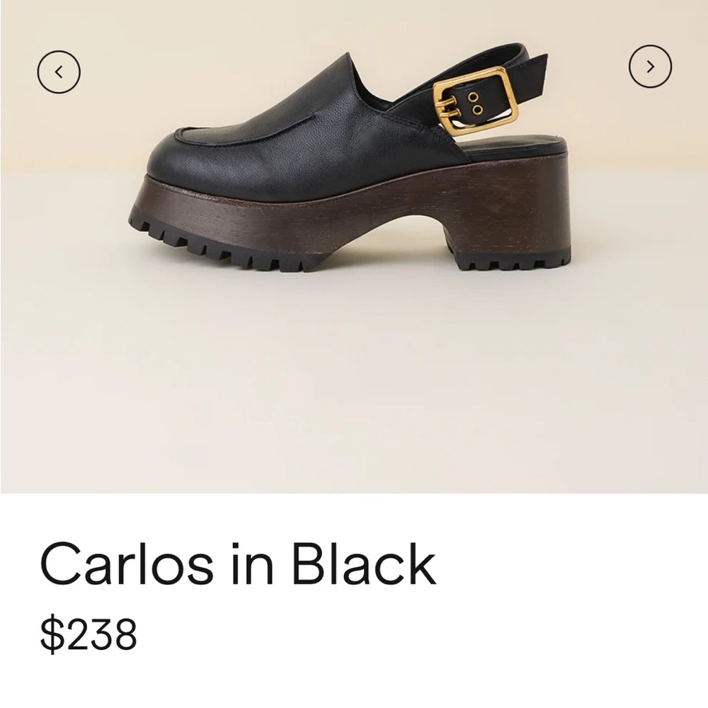 Charlotte Stone Black Mules with Gold Buckle